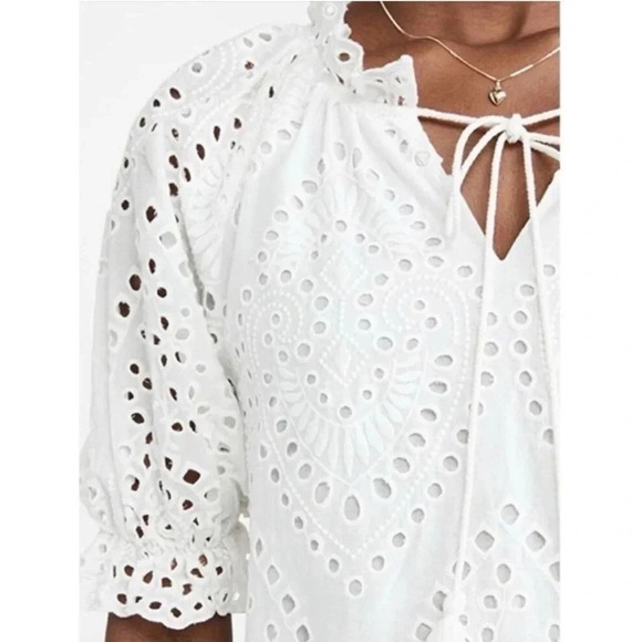 OPT Anthropologie One Pretty Time White Cotton Eyelet Midi Dress Size Small - Picture 13 of 13